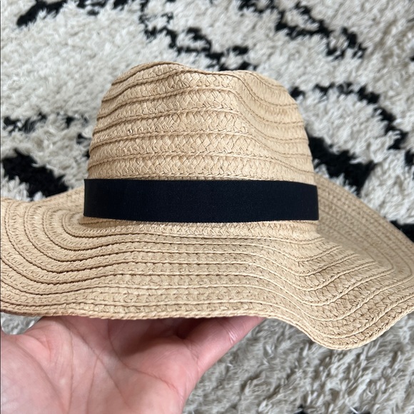 🪅New Madewell Neutral Packable Braided Straw Hat w Removable Black Band M/L nwt - Picture 4 of 7